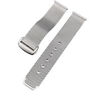 ROUREOX Bracelet Montre Déploiement Acier Brossé, 316L Acier Inoxydable Interface Plate, Accessoire pour Omega De Ville-Argent 20MM