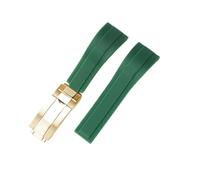ROUREOX Bracelet Montre Homme Caoutchouc 20Mm Extrémité Incurvée, Bande Remplacement Étanche Fermoir Déployant pour Rolex Submariner/Daytona/Yacht-Master/Oyster Perpetual-Or Vert 20MM