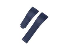 ROUREOX Bracelet Montre Homme Caoutchouc 20Mm Extrémité Incurvée, Bande Remplacement Étanche Fermoir Déployant pour Rolex Submariner/Daytona/Yacht-Master/Oyster Perpetual-Bleu sans Boucle 20MM