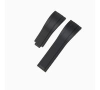 ROUREOX Bracelet Montre Homme Caoutchouc 20Mm Extrémité Incurvée, Bande Remplacement Étanche Fermoir Déployant pour Rolex Submariner/Daytona/Yacht-Master/Oyster Perpetual-Noir sans Boucle 20MM