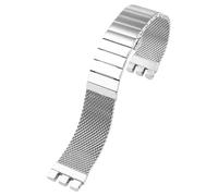 ROUREOX Bracelet Montre Métal Solide, Interface Spécialisée, 316L Acier Inoxydable Bracelet Montre Remplacement pour Swatch Irony Chrono YCS443G-Argent 19MM
