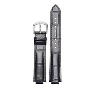 ROUREOX Bracelet-Montre Premium en Cuir Grain Croco avec Boucle en Acier Inoxydable, Sangle de Remplacement Durable pour Ballon Bleu de Cartier-Noir + Argent 14mm*12mm