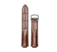 ROUREOX Bracelet-Montre Premium en Cuir Grain Croco, Sangle de Remplacement Durable avec Fermoir en Métal pour Cartier Ballon Bleu & Tank Series-Marron + Argent 14mm