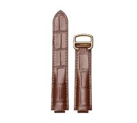 ROUREOX Bracelet-Montre Premium en Cuir Grain Croco, Sangle de Remplacement Durable avec Fermoir en Métal pour Cartier Ballon Bleu & Tank Series-Marron + Or Rose 22mm