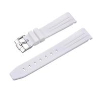ROUREOX Bracelet Montre Silicone 20MM Caoutchouc Doux, Remplacement Étanche Sport Homme, Multicolore pour Omega x Swatch Bioceramic MoonSwatch-Blanc 20MM