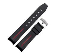 ROUREOX Bracelet Montre Silicone 20MM Caoutchouc Doux, Remplacement Étanche Sport Homme, Multicolore pour Omega x Swatch Bioceramic MoonSwatch-Noir Rouge 20MM
