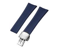 ROUREOX Bracelet Montre Silicone 25mm Cannelé Horizontal Bracelet Caoutchouc 13mm Attache Fermoir Papillon Déployante Gomme pour Patek Philippe Nautilus-C2
