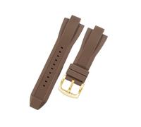 ROUREOX Bracelet Montre Silicone Doux Homme 13X29Mm, Interface Spéciale Convexe, Bracelet Remplacement Étanche Sport pour Michael Kors MK8184/MK8729/MK9020-Marron + Or 13 * 29MM