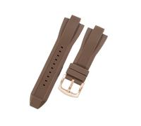 ROUREOX Bracelet Montre Silicone Doux Homme 13X29Mm, Interface Spéciale Convexe, Bracelet Remplacement Étanche Sport pour Michael Kors MK8184/MK8729/MK9020-Marron + Or Rose 13 * 29MM