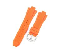 ROUREOX Bracelet Montre Silicone Doux Homme 13X29Mm, Interface Spéciale Convexe, Bracelet Remplacement Étanche Sport pour Michael Kors MK8184/MK8729/MK9020-Orange + Argent 13 * 29MM