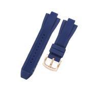 ROUREOX Bracelet Montre Silicone Doux Homme 13X29Mm, Interface Spéciale Convexe, Bracelet Remplacement Étanche Sport pour Michael Kors MK8184/MK8729/MK9020-Bleu + Or Rose 13 * 29MM