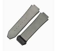 ROUREOX Bracelet Remplacement Homme 26X19Mm, Surface Cuir Mat Et Dessous Silicone pour Hublot Big Bang Classic Fusion-Gris + Noir 26 * 19MM