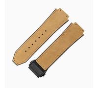 ROUREOX Bracelet Remplacement Homme 26X19Mm, Surface Cuir Mat Et Dessous Silicone pour Hublot Big Bang Classic Fusion-Marron Clair + Noir 26 * 19MM