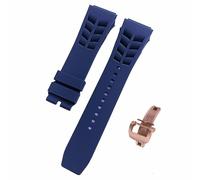 ROUREOX Bracelet Silicone Ajustable Anti-Transpiration et Imperméable pour Sport pour Richard Mille-Boucle Deepblue + Or 25mm