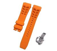 ROUREOX Bracelet Silicone Ajustable Anti-Transpiration et Imperméable pour Sport pour Richard Mille-Boucle Orange + Argent 25mm