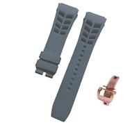 ROUREOX Bracelet Silicone Ajustable Anti-Transpiration et Imperméable pour Sport pour Richard Mille-Boucle Grise + Or 25mm