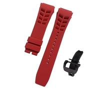ROUREOX Bracelet Silicone Ajustable Anti-Transpiration et Imperméable pour Sport pour Richard Mille-Bouton Rouge + Noir 25mm