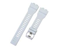 ROUREOX Bracelet Silicone Bracelet Caoutchouc Encoche Étanche Bracelet Montre Sport Remplacement Robuste Boucle Métallique pour Casio G-Shock G-Squad-Blanc