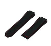 ROUREOX Bracelet Silicone Écologique Doux pour Montre, Réglable, Anti-Transpiration, Déclipable Rapide pour Hu-blot King Power-Noir + Rouge 29x19mm