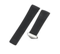 ROUREOX Bracelet Silicone Extrémité Courbée Bracelet Caoutchouc Respirant Bracelet Montre Sport Remplacement Boucle Déployante pour TAG Heuer Grand Carrera-B2 24mm