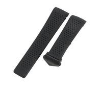 ROUREOX Bracelet Silicone Extrémité Courbée Bracelet Caoutchouc Respirant Bracelet Montre Sport Remplacement Boucle Déployante pour TAG Heuer Grand Carrera-B3 24mm