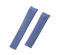 ROUREOX Bracelet Silicone Lisse Confortable pour Montre, Réglable, Résistant à L'Eau, Déclipable Rapide pour T-AG Heuer CARRERA-24mm Bleu avec boucle en métal Noir A