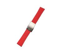 ROUREOX Bracelet Silicone pour Montre à Boucle Métal, Résistant à l'eau - Remplacement pour Breitling Avenger Blackbird-Boucle Rouge + Argent + Mat 22mm