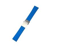 ROUREOX Bracelet Silicone pour Montre à Boucle Métal, Résistant à l'eau - Remplacement pour Breitling Avenger Blackbird-Boucle Bleue + Argent + Mat 22mm