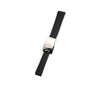 ROUREOX Bracelet Silicone pour Montre à Boucle Métal, Résistant à l'eau - Remplacement pour Breitling Avenger Blackbird-Boucle Noire + Argent + Poli 22mm