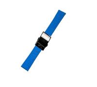 ROUREOX Bracelet Silicone pour Montre à Boucle Métal, Résistant à l'eau - Remplacement pour Breitling Avenger Blackbird-Boucle Bleue + Noire + Polie 22mm