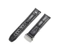 ROUREOX Bracelets de Montre en Cuir Fermoir en Acier Inoxydable Libération Rapide Bracelets de Remplacement de Montre en Cuir pour Maurice Lacroix PT6148 6168 MP6347-Noir + Argent 22mm