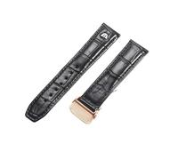 ROUREOX Bracelets de Montre en Cuir Fermoir en Acier Inoxydable Libération Rapide Bracelets de Remplacement de Montre en Cuir pour Maurice Lacroix PT6148 6168 MP6347-Noir + Or Rose 22mm