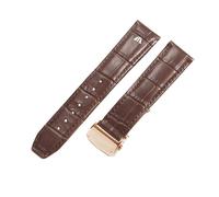 ROUREOX Bracelets de Montre en Cuir Fermoir en Acier Inoxydable Libération Rapide Bracelets de Remplacement de Montre en Cuir pour Maurice Lacroix PT6148 6168 MP6347-Marron + Or Rose 20mm