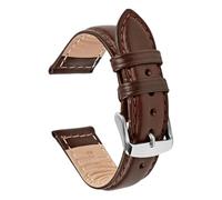 ROUREOX Bracelets Montre Vintage Cuir Lisse Fini Semi-Brillant Bracelet Fermoir Acier Inoxydable-Marron Foncé 12mm