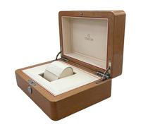ROUREOX Brillant Clair Chêne Boîte Montre Bois Massif Cœur Rouge Couture Détail Crème Intérieur Rangement Coffret Poussoir Libération pour Omega Speedmaster Limited Edition