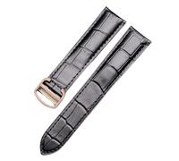 ROUREOX Corrège de Montre en Cuir Authentique Artisanal Libération Rapide Bande avec Hebilla Papillon pour Cartier Ronde Solo-Noir + Or Rose 25mm