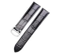 ROUREOX Corrège de Montre en Cuir Authentique Artisanal Libération Rapide Bande avec Hebilla Papillon pour Cartier Ronde Solo-Noir + Argent 22mm