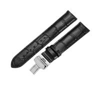 ROUREOX Corrège de Montre en Cuir Authentique Bandes de Remplacement Libération Rapide et Fermeture Ajustable en Acier Inoxydable pour Tissot 1853-Noir + Argent 19mm