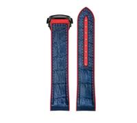 ROUREOX Corrège de Montre en Cuir Authentique et Silicone Libération Rapide Hebilla Pliante et Interface Incurvée pour Omega Seamaster Planet Ocean 600M 300-Rouge + Bleu + Noir 20mm