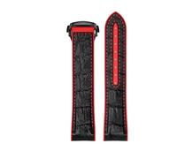 ROUREOX Corrège de Montre en Cuir Authentique et Silicone Libération Rapide Hebilla Pliante et Interface Incurvée pour Omega Seamaster Planet Ocean 600M 300-Rouge + Noir + Noir 22mm
