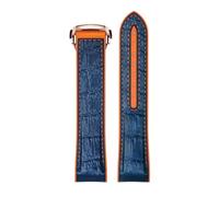 ROUREOX Corrège de Montre en Cuir Authentique et Silicone Libération Rapide Hebilla Pliante et Interface Incurvée pour Omega Seamaster Planet Ocean 600M 300-Orange + Bleu + Or Rose 22mm