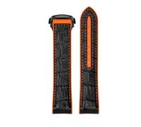 ROUREOX Corrège de Montre en Cuir Authentique et Silicone Libération Rapide Hebilla Pliante et Interface Incurvée pour Omega Seamaster Planet Ocean 600M 300-Orange + Noir + Noir 22mm