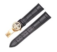 ROUREOX Corrège de Montre en Cuir Authentique Libération Rapide Fermeture en Métal Inoxydable et Bande de Remplacement pour PATEK Philippe 5146 5396 5271-Noir + Or 19mm