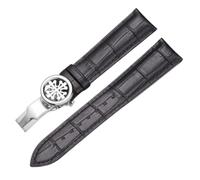ROUREOX Corrège de Montre en Cuir Authentique Libération Rapide Fermeture en Métal Inoxydable et Bande de Remplacement pour PATEK Philippe 5146 5396 5271-Noir + Argent 21mm