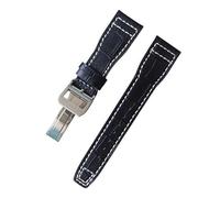 ROUREOX Corrège de Montre en Cuir Authentique Souple Fermeture en Métal Inoxydable Libération Rapide et Bande de Remplacement pour IWC Big Pilot Portugieser Automatic 7 Days-Noir + Argent + A