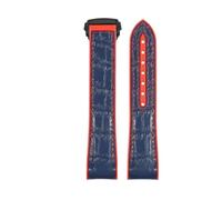 ROUREOX Corrège de Montre en Cuir avec Libération Rapide Bandes de Cuir Ajustables Bracelet de Remplacement pour Omega Seamaster Diver 300M Planet Ocean 600M-Rouge + Bleu + Noir 22mm