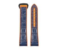 ROUREOX Corrège de Montre en Cuir avec Libération Rapide Bandes de Cuir Ajustables Bracelet de Remplacement pour Omega Seamaster Diver 300M Planet Ocean 600M-Orange + Bleu + Noir 20mm