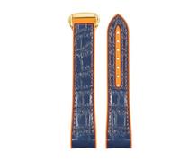 ROUREOX Corrège de Montre en Cuir avec Libération Rapide Bandes de Cuir Ajustables Bracelet de Remplacement pour Omega Seamaster Diver 300M Planet Ocean 600M-Orange + Bleu + Or 20mm
