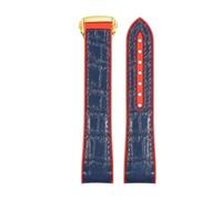 ROUREOX Corrège de Montre en Cuir avec Libération Rapide Bandes de Cuir Ajustables Bracelet de Remplacement pour Omega Seamaster Diver 300M Planet Ocean 600M-Rouge + Bleu + Or 20mm