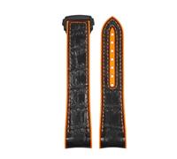 ROUREOX Corrège de Montre en Cuir avec Libération Rapide Bandes de Cuir Ajustables Bracelet de Remplacement pour Omega Seamaster Diver 300M Planet Ocean 600M-Orange + Noir + Noir 22mm